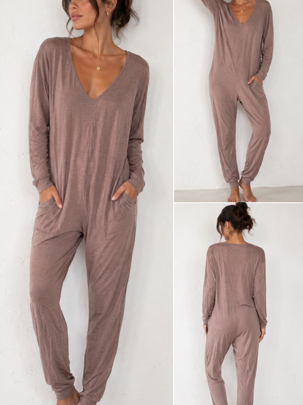 Smash + Tess Made in Canada Long Sleeve Romper Jumpsuit – Mauve Taupe S